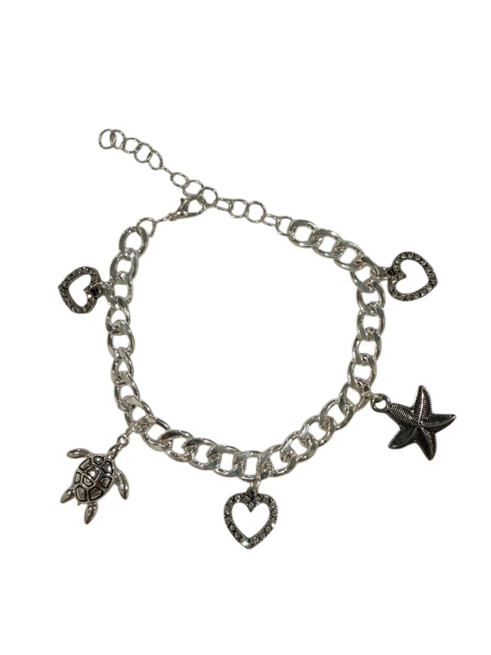 Handmade Silver Plated Bracelet with Turtle and Starfish Charms